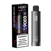 Black Ice Flavored HQD Cuvie Plus 2.0 Disposable Vape Device - 9000 Puffs | thesmokeplug.com - 10PK