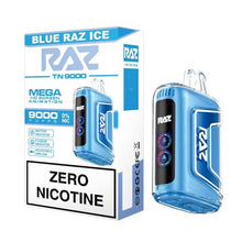 Blue Razz Ice Flavored RAZ TN9000 ZERO Disposable Vape Device - 9000 Puffs | The Smoke Plug