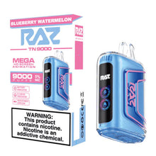 Blueberry Watermelon Flavored Raz TN9000 Disposable Vape Device - 9000K Puffs - 10PK | The Smoke Plug