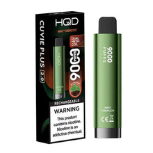 Mint Tobacco Flavored HQD Cuvie Plus 2.0 Disposable Vape Device - 9000 Puffs | thesmokeplug.com - 10PK