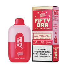 Strawberry Cereal Donut Milk Flavored FIFTY BAR 6500 Disposable Vape Device 3PK | The Smoke Plug