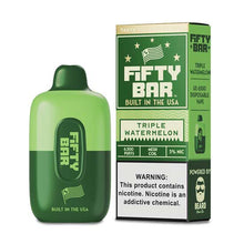 Triple Watermelon Flavored FIFTY BAR 6500 Disposable Vape Device 3PK | The Smoke Plug