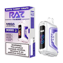 White Yummy Grape Flavored Raz TN9000 Disposable Vape Device - 9000K Puffs - 10PK | The Smoke Plug