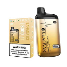 Banana Ice Flavored Leaf Bar Platinum Disposable Vape Device 8000 Puffs 3PK | thesmokeplug.com