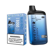Blue Razz Flavored Leaf Bar Platinum Disposable Vape Device 8000 Puffs 3PK | thesmokeplug.com