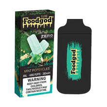Mint Popsicles Flavored Foodgod Luxe ZERO 0% Disposable Vape Device 2400 puffs