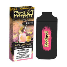 Rose Lemonade Flavored Foodgod Luxe ZERO 0% Disposable Vape Device 2400 puffs
