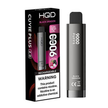 Black Dragon Flavored HQD Cuvie Plus 2.0 Disposable Vape Device - 9000 Puffs | thesmokeplug.com - 10PK