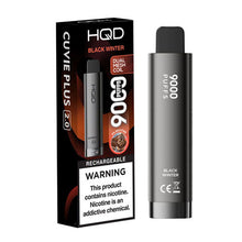 Black Winter Flavored HQD Cuvie Plus 2.0 Disposable Vape Device - 9000 Puffs | thesmokeplug.com - 10PK