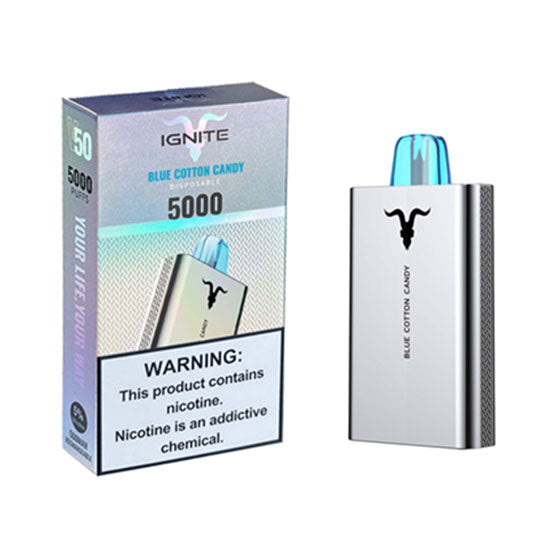blue cotton candy vape Ignite v50 Disposable Vape Device | 5000 PUFFS