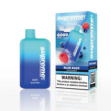 Blue Razz Flavored Supreme BAR Disposable Vape Device 6000 Puffs 3PK