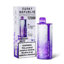Blueberry Duo Ice Flavored Funky Republic Ti7000 Frozen Edition Disposable Vape Device - 7000 Puffs | thesmokeplug.com -  3PK