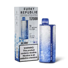 Ice Mint Flavored Funky Republic Ti7000 Frozen Edition Disposable Vape Device - 7000 Puffs | thesmokeplug.com -  10PK