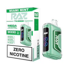 Miami Mint Flavored RAZ TN9000 ZERO Disposable Vape Device - 9000 Puffs | The Smoke Plug