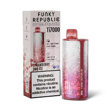 Strawberry Duo Ice Flavored Funky Republic Ti7000 Frozen Edition Disposable Vape Device - 7000 Puffs | thesmokeplug.com -  3PK