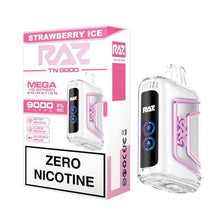 Strawberry Ice Flavored RAZ TN9000 ZERO Disposable Vape Device - 9000 Puffs | The Smoke Plug