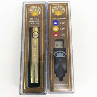 Brass Knuckles Battery 650Mah Gold Variable Voltage Vape Pen For 510 Thread Thick Oil Vape Cartridge - The Smoke Plug