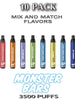 Monster Bars Disposable Vape Device by Jam Monster – 10PK