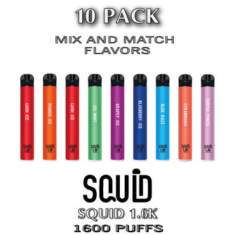 Squid 1.6K Disposable Vape Device | 1600 Puffs  –  10Pk