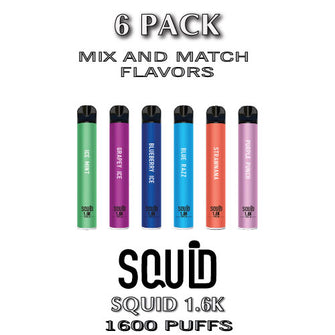 Squid 1.6K Disposable Vape Device | 1600 Puffs  –  6Pk