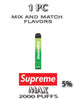 Supreme MAX Disposable Vape Device | 2000 Puffs – 1PC